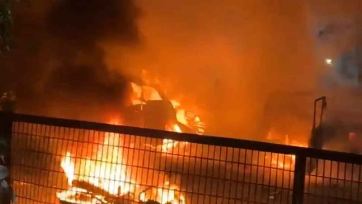 Ambulance catches fire in Delhi