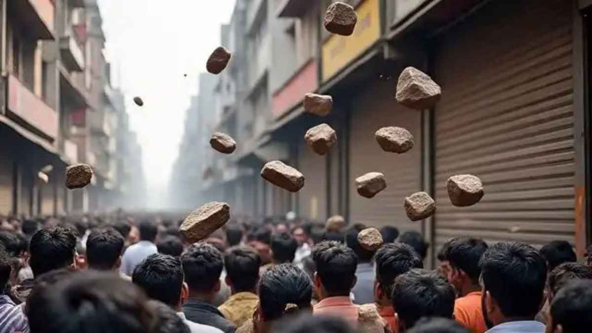 गाजियाबाद में शोभायात्रा पर खौफनाक पथराव: मामूली टक्कर के बाद भड़की हिंसा, छतों से बरसे पत्थर Stone pelting on procession returning from Durga temple