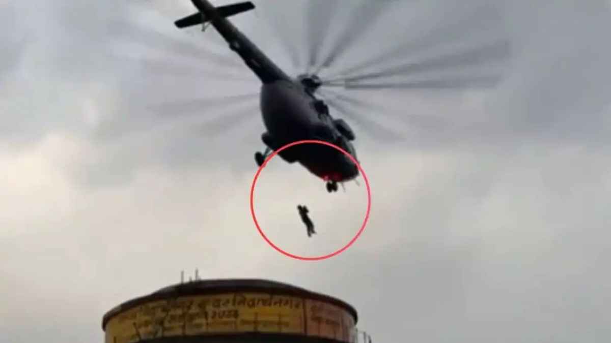 Two children were rescued like this by helicopter