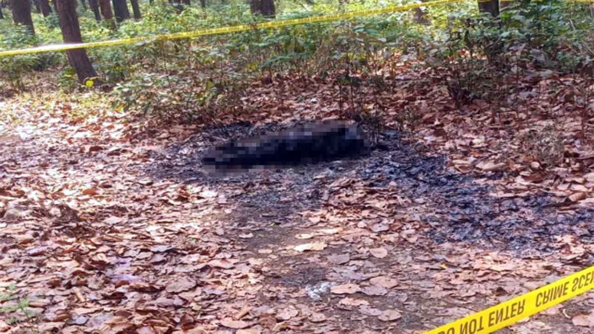 Womans body found burning in the forest